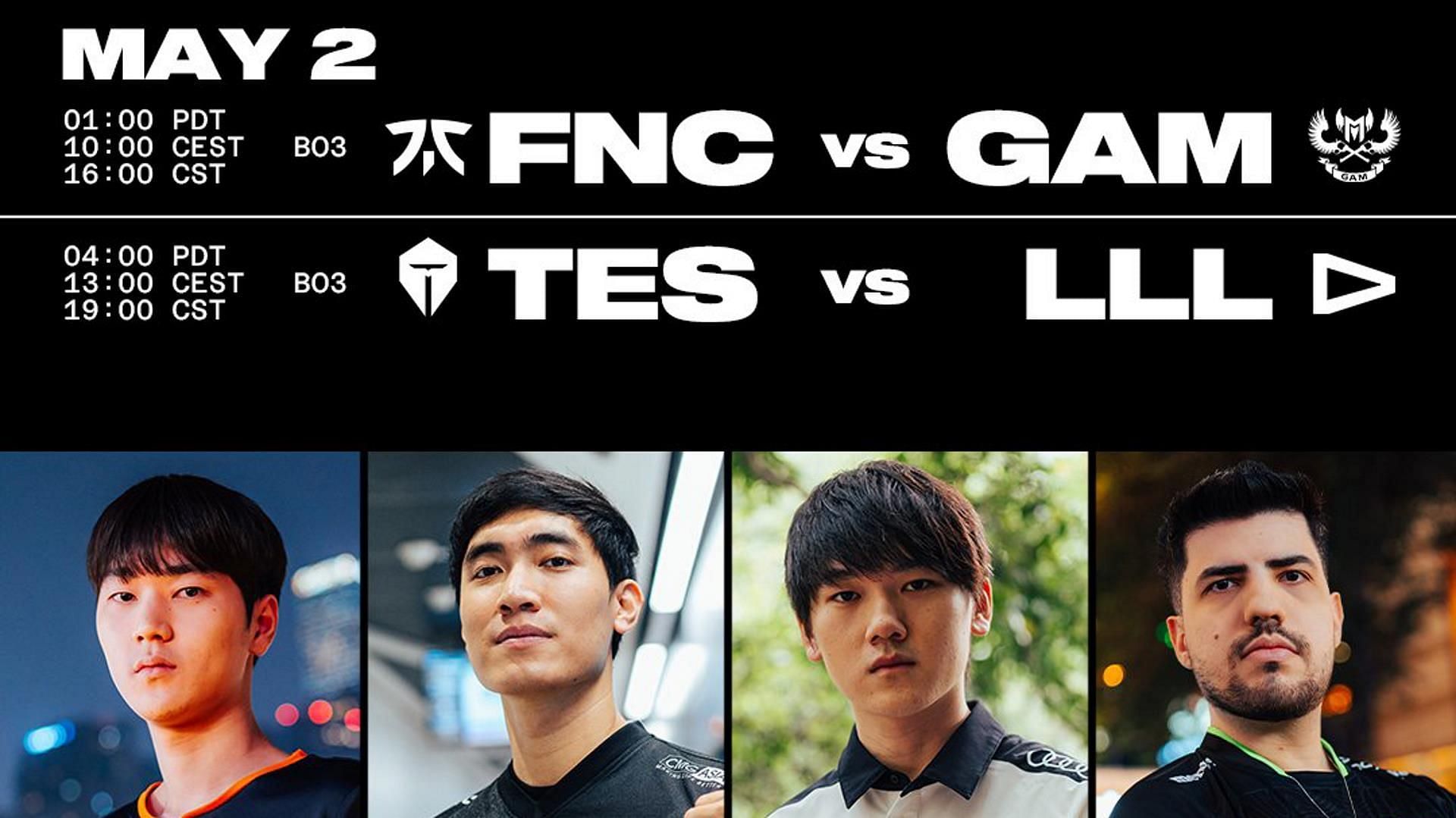 MSI Play-In Group B schedule (Image via LoL Esports)